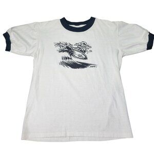 Vintage Surfing Beach Ringer T-Shirt Youth Large "Kook Killa" McWhite 02 Punk